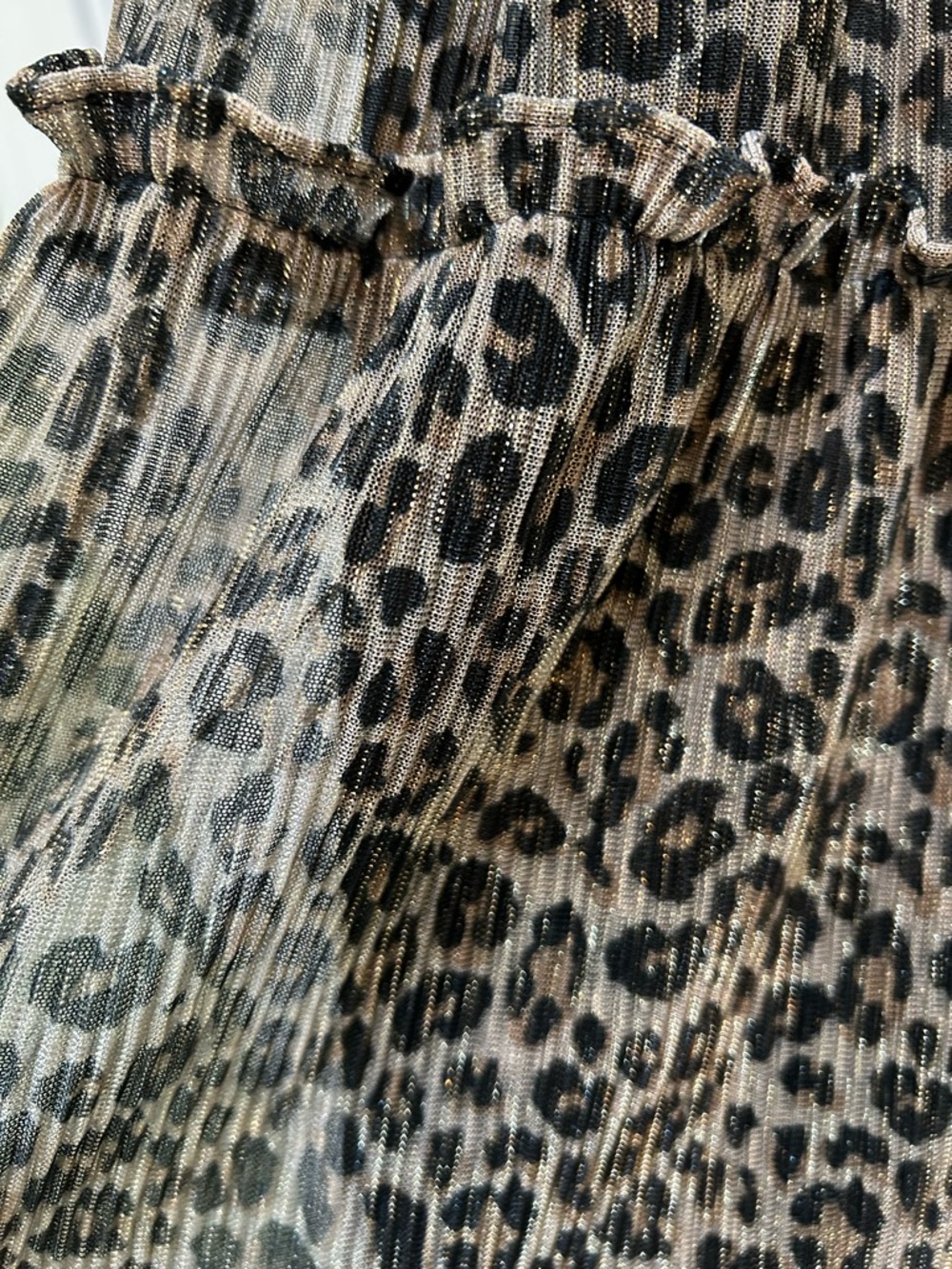 Just...Taylor Black and Brown Sheer Leopard-Print Trim Ruffled Neck Dress 12 - Picture 2 of 7